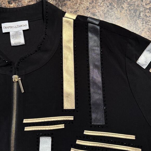 Drapers & Damons Jacket Minimalist Contemporary Artsy Zip Metallic Black 3XL - Picture 6 of 7